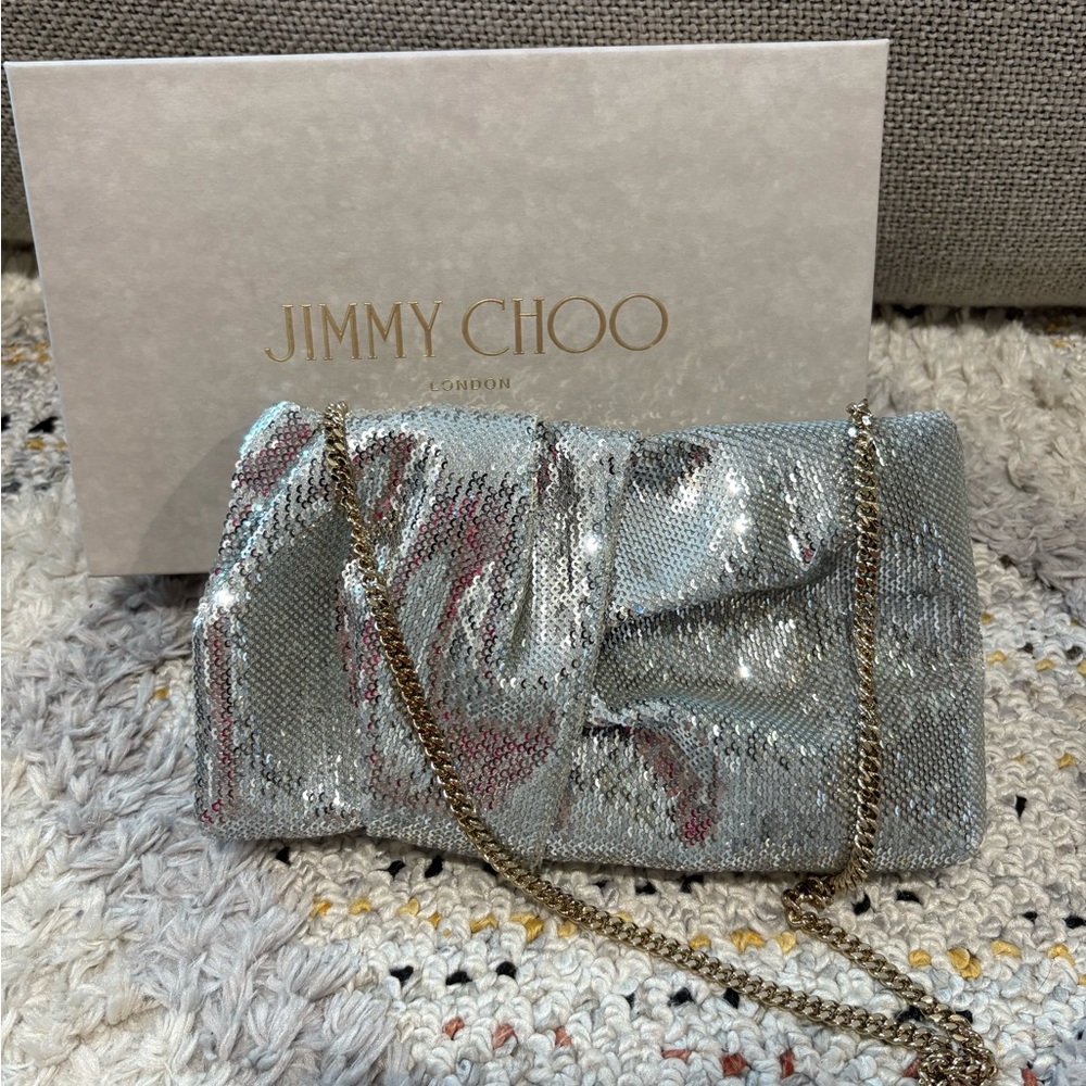 Jimmy Choo Silver Metallic Clutch